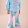 Children's Turtle Round Neck Top and Pants Set - Multicolor