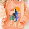Children's Bird Graphic Crew Neck Sweatshirt - Tangerine