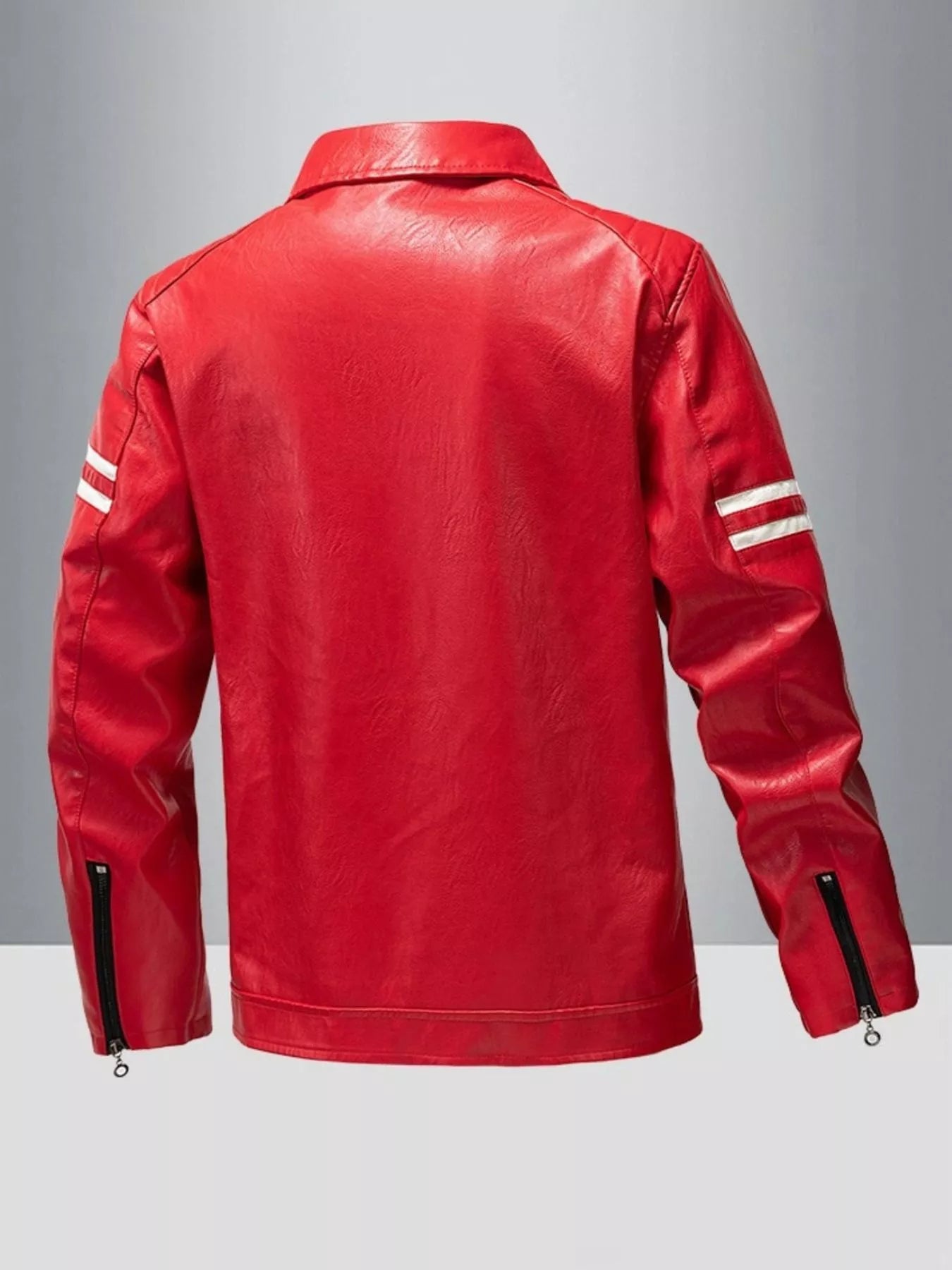 Men's Plus Size Zip Up Leather Motorcycle Jacket - Farnelli