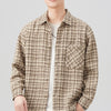 Men's Plus Size Button Up Shirt with Chest Pocket - Apricot