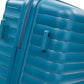 HouseOfZazla blue 4-piece hard case luggage set with spinner wheels and matching cosmetic case
