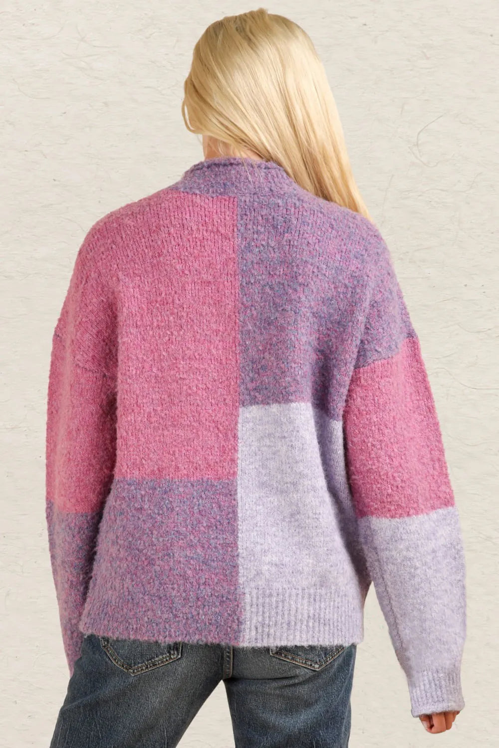 VERY J Color Block Mock Neck Drop Shoulder Sweater - Farnelli