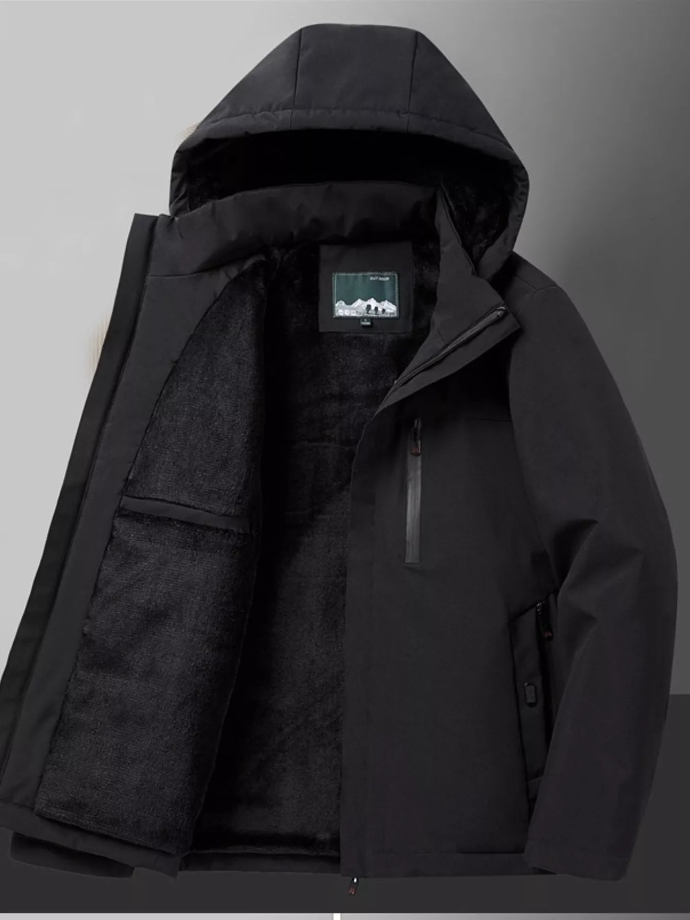 Men's Plus Size Warm Fleece Lined Hooded Winter Coat - Farnelli