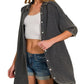 Zenana Washed Double Gauze Button Down Shirt Dress - Farnelli