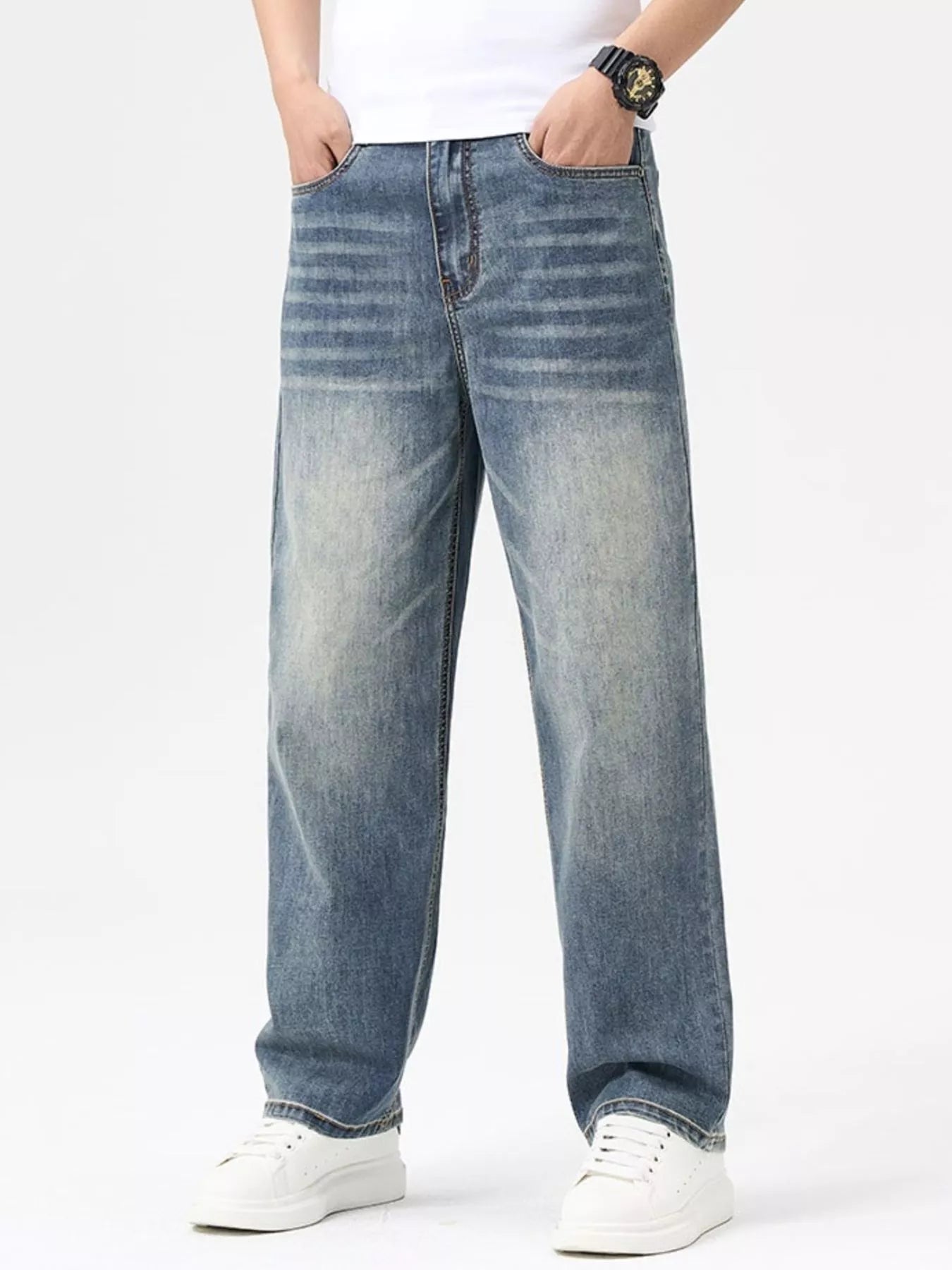 Men's Relaxed Fit Washed Jeans - Farnelli