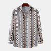 Men's Geometric Print Long Sleeve Shirt - Apricot