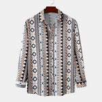 Men's Geometric Print Long Sleeve Shirt - Farnelli