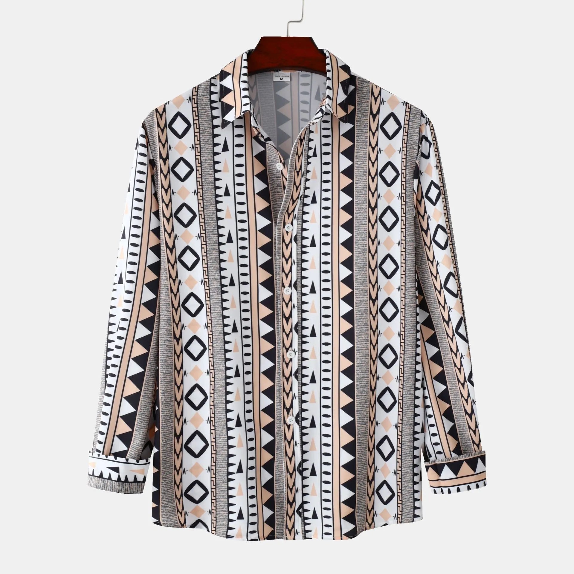Men's Geometric Print Long Sleeve Shirt - Farnelli