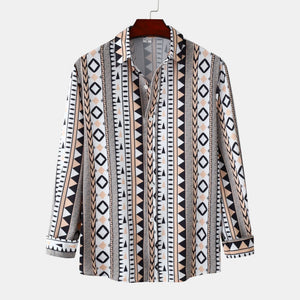 Men's Geometric Print Long Sleeve Shirt - Farnelli