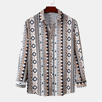 Men's Geometric Print Long Sleeve Shirt - Farnelli