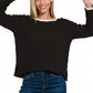 Zenana Contrast Trim Cropped Sweater - Farnelli