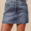 SO ME Washed Denim Mini Skirt with Pockets - DENIM