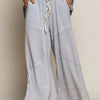 POL Elastic Waistband Wide Leg Pants with Drawstring - DOVE GREY