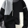 Men's Plus Size Color Block Cable Knit Sweater - Gray