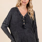 Mittoshop Washed V-Neck Long Sleeve Blouse - Farnelli