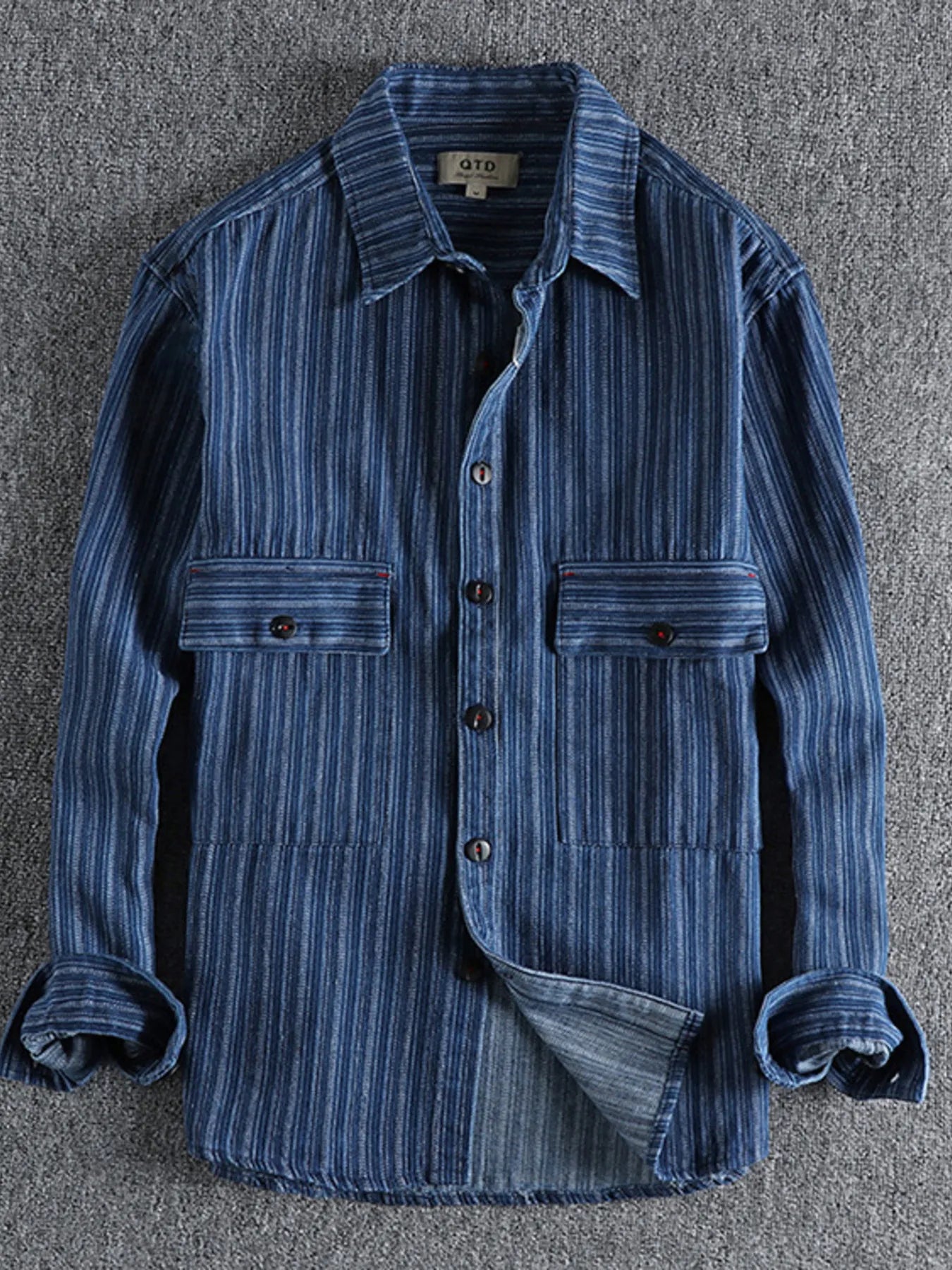 Men's Striped Button Down Denim Shirt - Farnelli