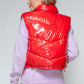 Snobbish Zip Up Turtleneck Shiny Quilted Vest - Farnelli