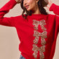 SO ME Sequins Bow Ribbon Embellished Christmas Sweater - Farnelli