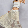 POL Crochet Floral Flared Skirt with Elastic Waist Band - NATURAL