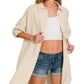 Zenana Washed Double Gauze Button Down Shirt Dress - Farnelli