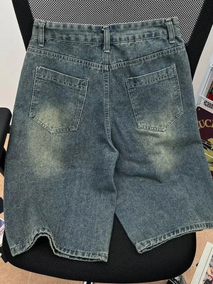 Men's Plus Size Vintage Wash Denim Shorts - Farnelli