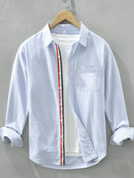 Men's Plus Size Striped Button Up Long Sleeve Shirt - Farnelli