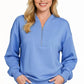 Zenana Scuba Half Zip Drop Shoulder Sweatshirt - Farnelli