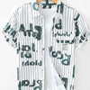 Men's Plus Size Letter Print Striped Short Sleeve Casual Shirt - Green