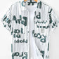 Men's Plus Size Letter Print Striped Short Sleeve Casual Shirt - Farnelli