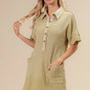 BiBi Dip Dye Mineral Washed Knit Dress - SAGE