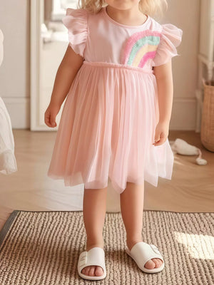 Children's Rainbow Applique Tulle Dress - Farnelli