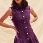 SO ME Button Down Sleeveless Collared Game Day Mini Dress - Farnelli