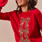 SO ME Sequins Bow Ribbon Embellished Christmas Sweater - Farnelli