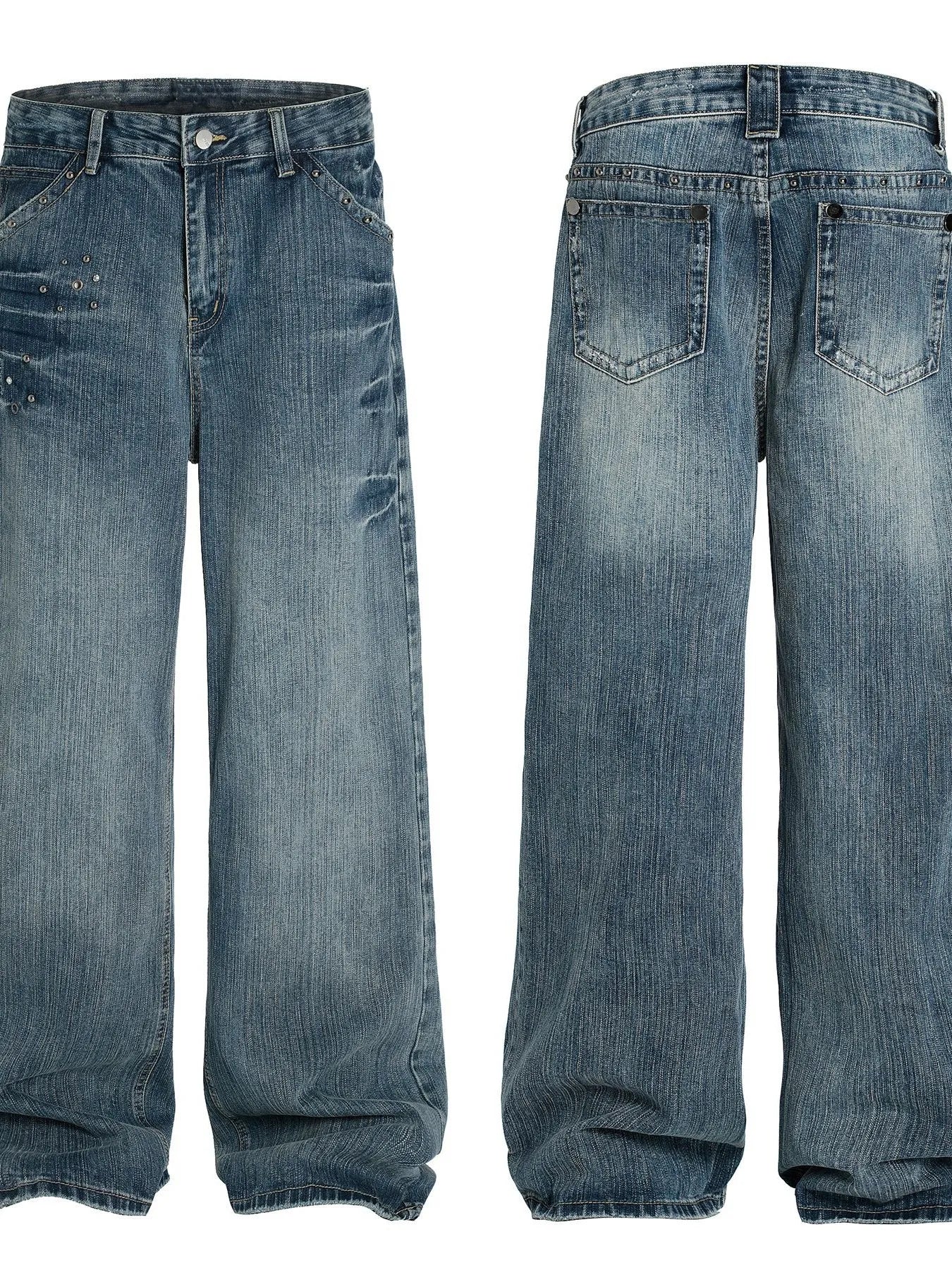 Men's Washed Wide Leg Jeans - Farnelli
