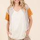 Mittoshop Color Block V-Neck Short Sleeve T-Shirt - Farnelli