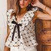 SO ME Bow Texture Jacquard Woven Top with Scallop and Tie - IVORY