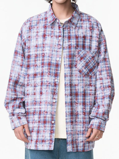Men's Plus Size Plaid Button Up Long Sleeve Shirt - Farnelli