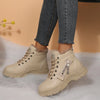 Premium Lace-Up Combat Boots with Fleece Line - Khaki