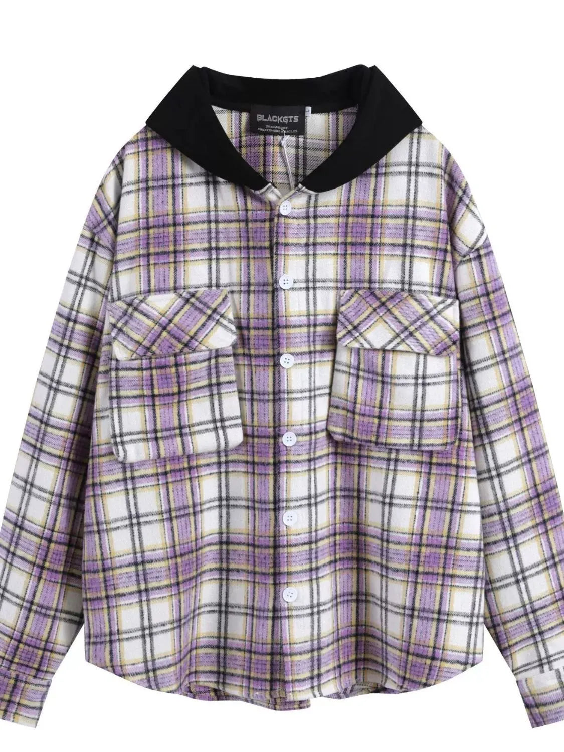 Men's Plaid Button Up Hooded Shirt - Farnelli