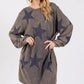 SAGE + FIG Washed Star Print Round Neck Dress - Farnelli