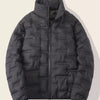 Men's Full Size Padded Stand Collar Puffer Jacket Plus Size - Black
