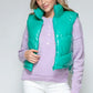 Snobbish Zip Up Turtleneck Shiny Quilted Vest - Farnelli
