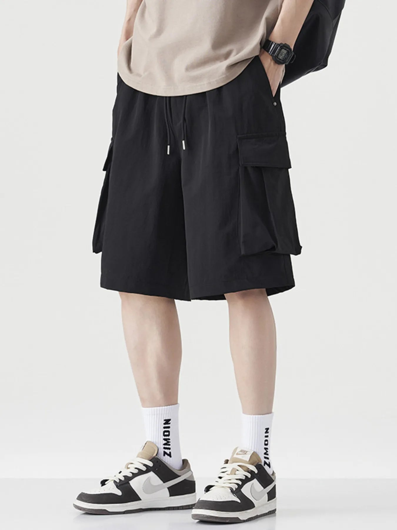 Men's Plus Size Drawstring Wide Leg Cargo Shorts - Farnelli