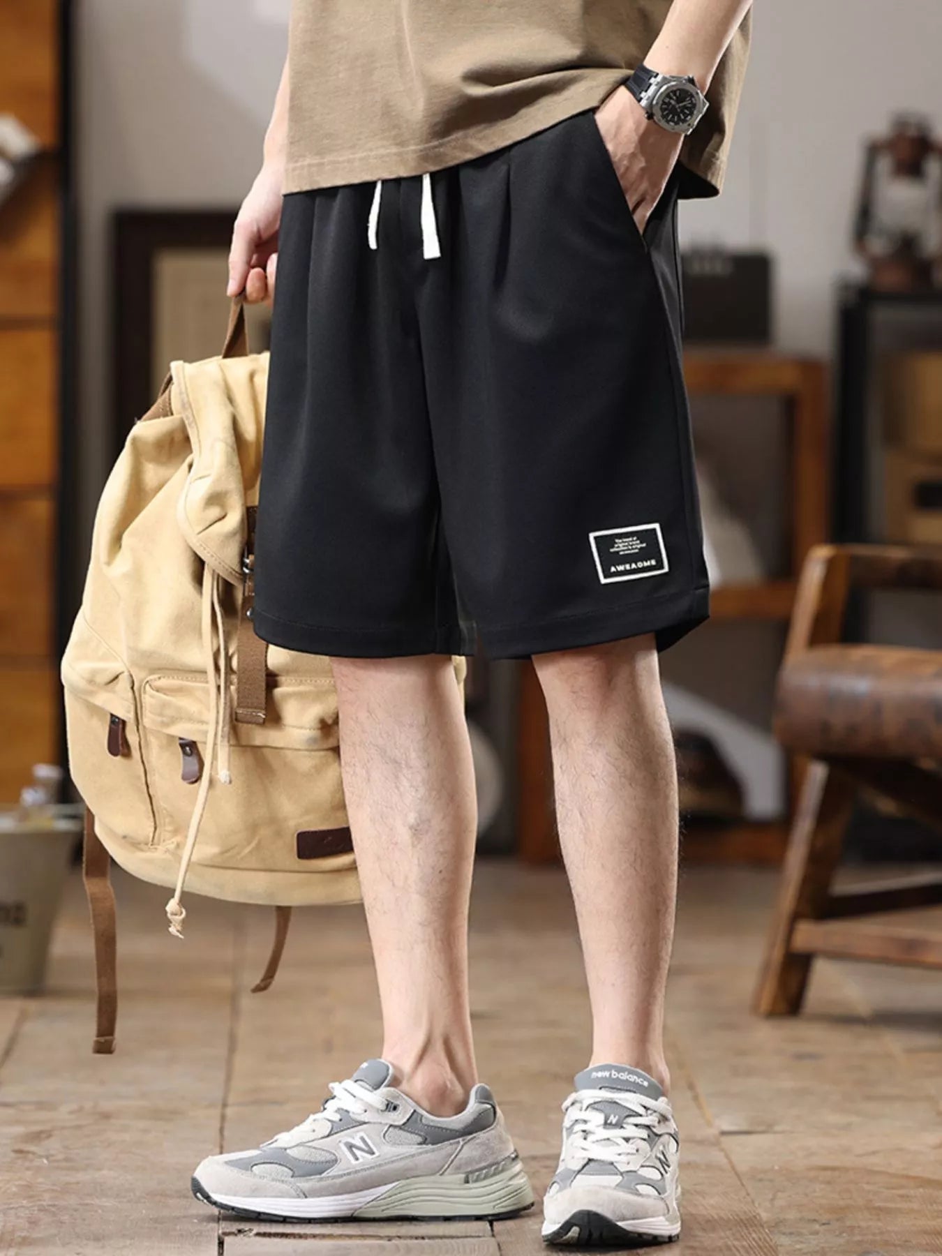 Men's Plus Size Casual Loose-Fit Drawstring Shorts - Farnelli