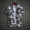 Men's Plus Size Printed Short Sleeve Casual Shirt - Black