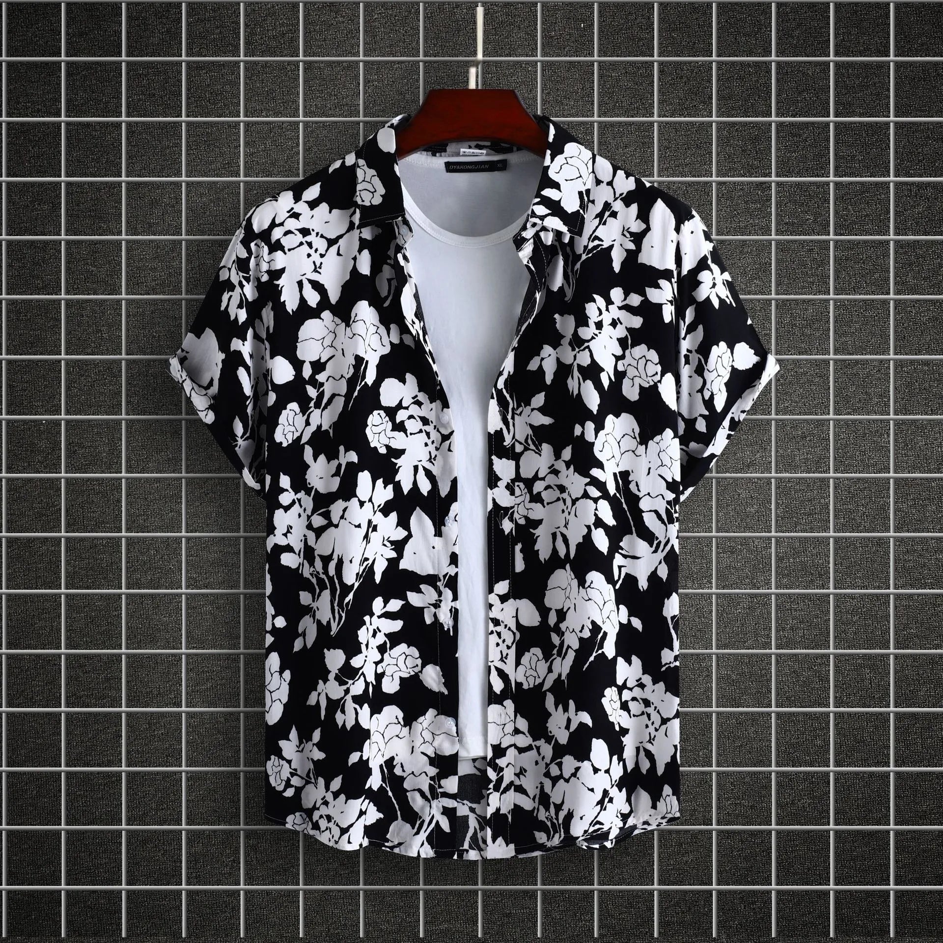 Men's Plus Size Printed Short Sleeve Casual Shirt - Farnelli