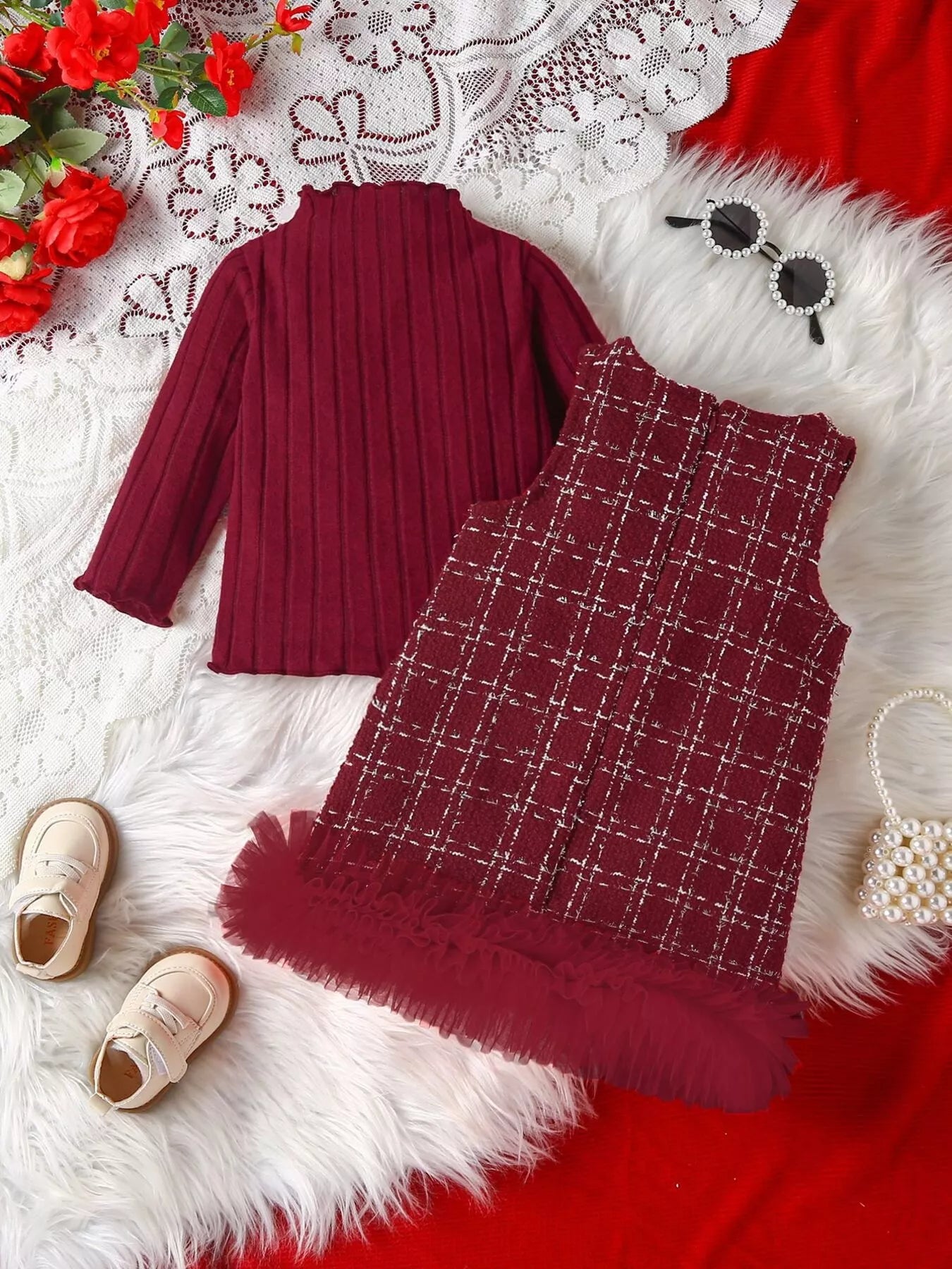Children's Ribbed Knit Top and Dress Set - Farnelli