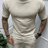 Men's Full Size Round Neck Tee and Shorts Set Plus Size - Khakis
