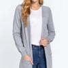 ACTIVE BASIC Open Front Long Sleeve Cardigan - Gray