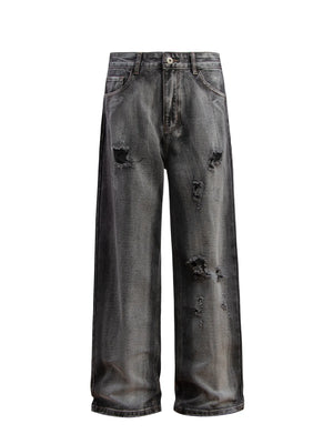 Men's Distressed Wide-Leg Jeans - Farnelli